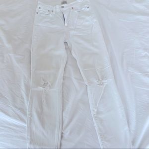 J. Crew distressed white denim jeans